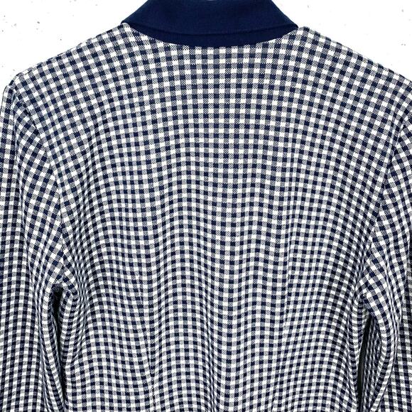 Vintage d'knits Womens Gingham Blazer 3 Button Navy White Notch Collar Medium - Picture 4 of 12